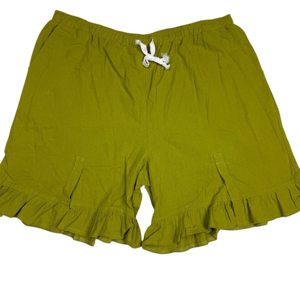 MISSLOOK Lime Green Ruffle Hem Shorts